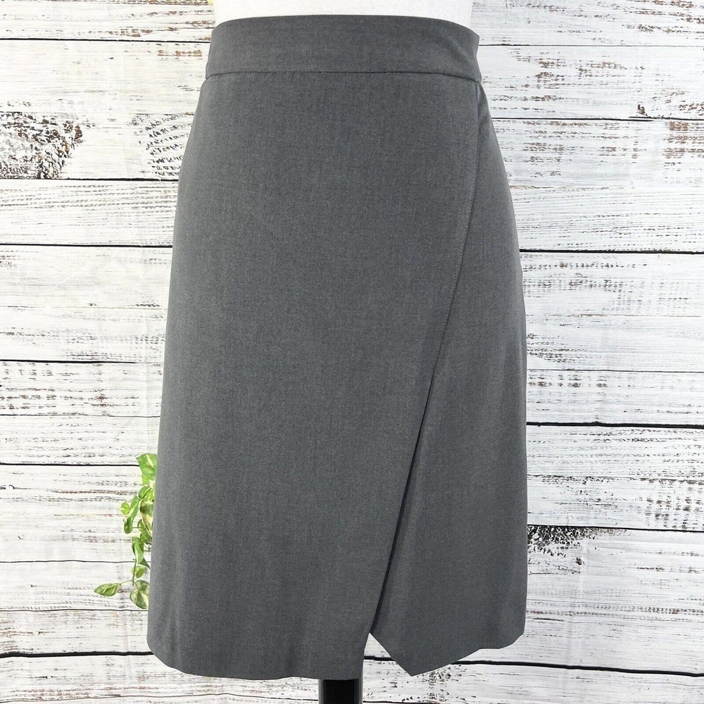 Laundry Shelli Segal Skirt size 14 Gray Stretch Faux Wrap Suit Career Church